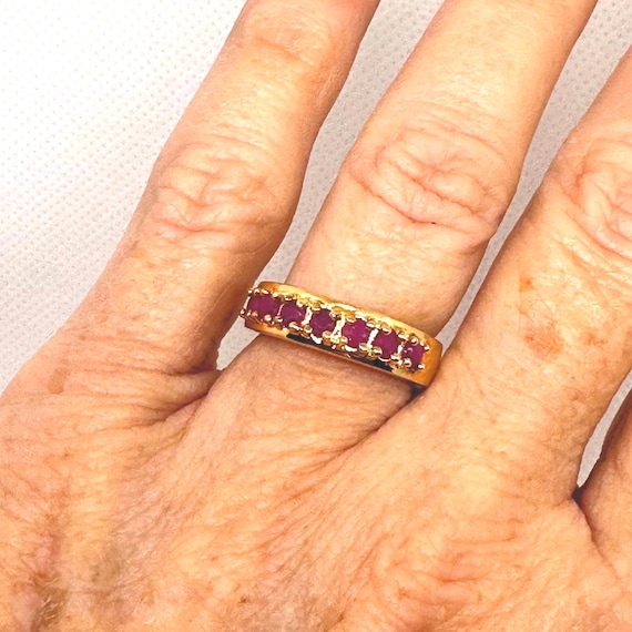 Vintage Genuine Ruby Stackable Ring;  18K Gold ov… - image 1
