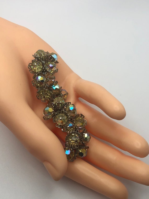 Vintage Soft Yellow Aurora Borealis Crystal Beade… - image 4