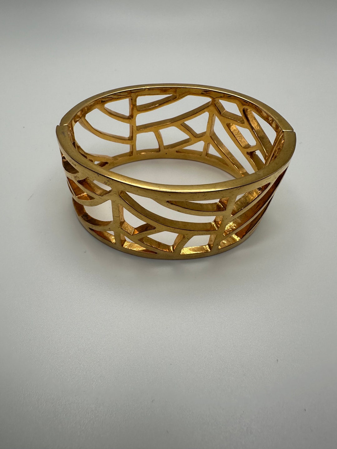 Vintage Gold Tone Clamper Bracelet: Open Cutwork Design - Etsy