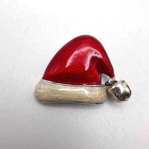 Vintage Santa Hat Brooch: Silver Tone Christmas Bells Pin