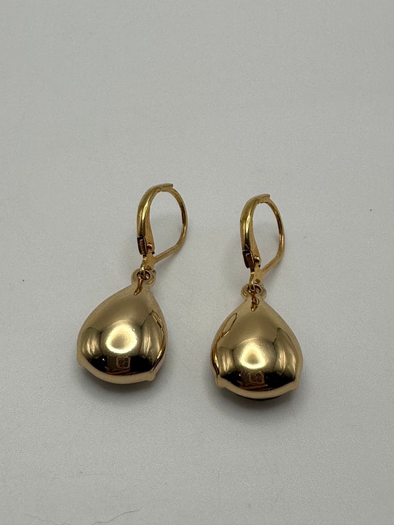 Pear Shaped Garnet Colored Dangle Pierced Earring… - image 6