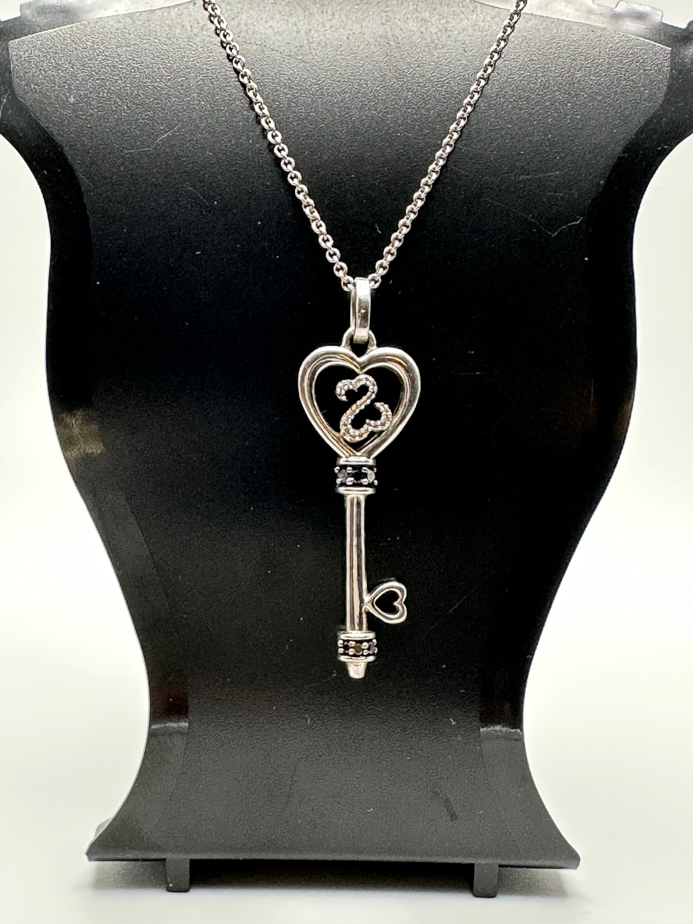 Sterling Silver .006 CT Diamond Heart Key 16-18 Sterling Silver .006 CT Diamond Heart Key 16-18