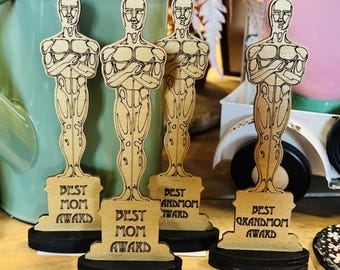 Personalized Oscar Inspired Wood Statue, Theater Award (7in.), Father's Day, teacher gift