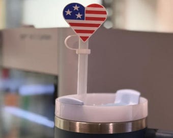 USA Flag Straw Topper, 250,  Patriotic Tumbler Accessory, Stanley, Patriotic, 4th of July, summer