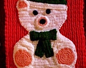 Crochet Wall Hanging Pattern Christmas wall hang-up accessories, Christmas decor, crochet animal, crochet bear, vintage design