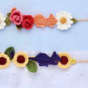 Crochet Bracelet Flower Pattern sunflower crochet, daisy, ONLY CHART, crochet appliqués, crochet jewelry, crochet accessories