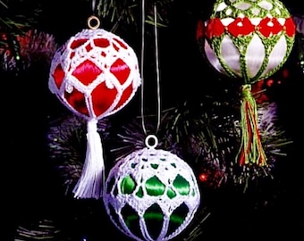Vintage Crochet Christmas Ornament Cover Ball Pattern: 1990s Lace Accessories (PDF Pattern)