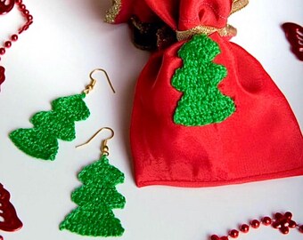 Crochet Christmas Tree Earrings Pattern: Easy DIY Jewelry Gift (Digital Download)