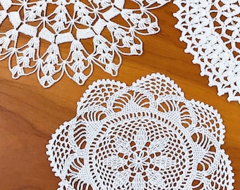 Crochet Doily Pattern Lace Placemat 3 designs, ONLY DIAGRAM, 3 charts in standard symbols