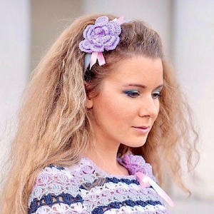 Crochet Flower Pattern Floral Headband Crochet Flower Brooch Hair Accessories, crochet jewelry, floral decorations