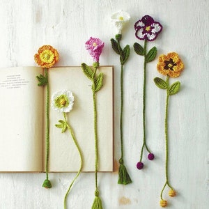 Bloemen Bookmark 3 HAAKPATROON, eenvoudig haken, bloemenapplicaties, bloemendecor, bloemmotieven