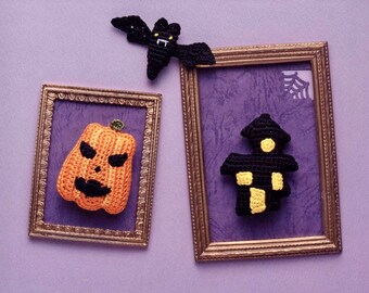 Crochet Halloween accessories pattern, 6 stuff toys, crochet amigurumi, crochet keychain, Halloween decor. ONLY DIAGRAMS