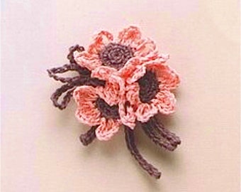 Crochet Flower Bouquet Pattern: Floral Brooch Corsage (PDF Pattern)