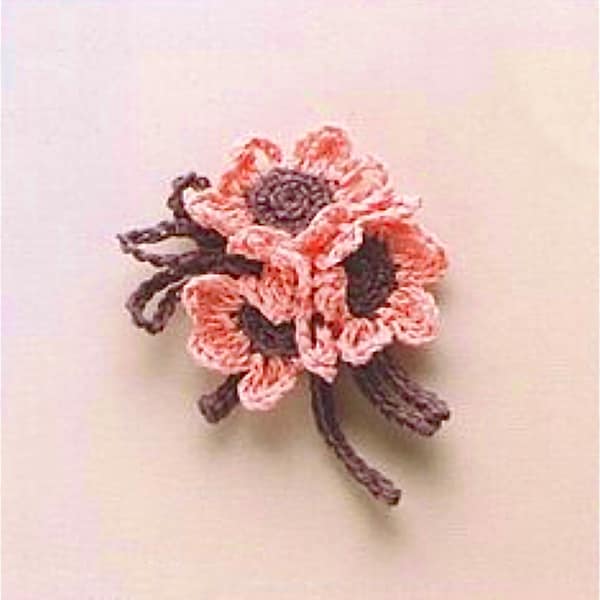 Crochet flower bouquet pattern, crochet jewelry, crochet flower brooch, flower corsage, floral accessories. Easy crochet