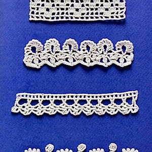 Patrón de borde de crochet 4 gráficos, patrón de borde de encaje de crochet, patrón de diagrama, accesorios de crochet