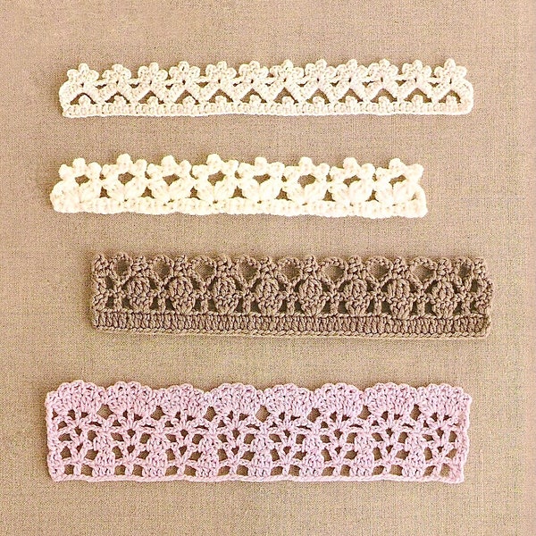 Crochet Lace Border Pattern: 4 Edging Designs (PDF Pattern)