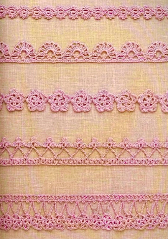 dress border crochet Lace Edging CROCHET PATTERN 5 Motifs Crochet Lace Border Pattern, Crochet  Accessories, Decor for Clothes, Bags, Hats, Tablecloth, Bedclothes