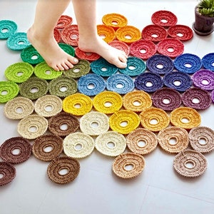 Crochet Rug Pattern: Colorful Mat, Leftover Yarn (PDF Pattern)