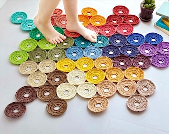 Crochet Rug Pattern: Colorful Mat, Leftover Yarn (PDF Pattern)