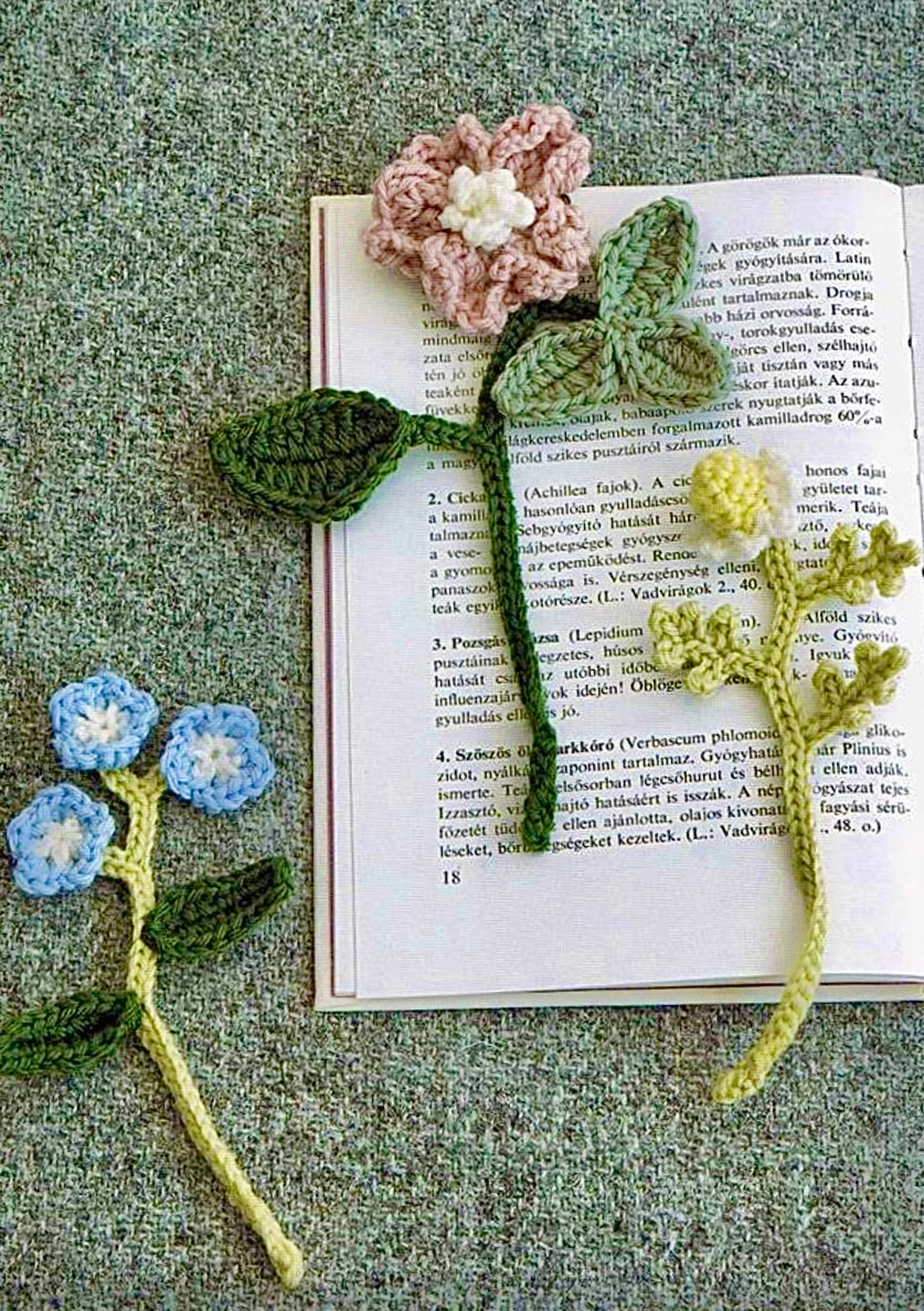 Handmade Crochet Flower Bookmarks - 5 Pack Colorful Cotton Book Page Holders