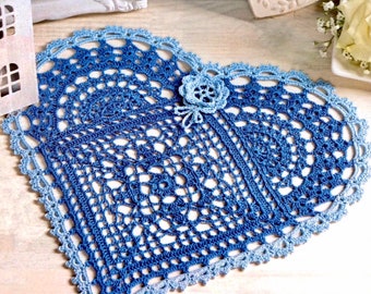 Crochet doily heart pattern, ONLY DIAGRAM, crochet lace heart, granny square motif, crochet accessories
