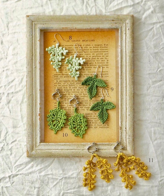 Crochet earrings pattern 4 designs, crochet accessories, crochet jewelry, easy crochet, crochet leaves