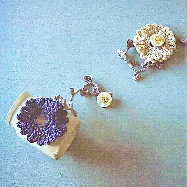 Crochet jewelry pattern, crochet bracelet, crochet daisy, crochet flower, floral accessories. Easy crochet