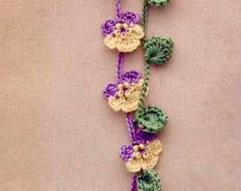 Crochet Flower Jewelry Pattern: Pansy & Viola Bracelet (PDF Pattern)