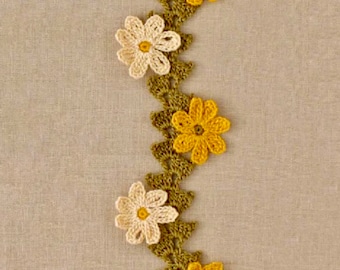 Crochet Daisy Garland Pattern: Floral Border, Appliqué, Accessories (PDF Pattern)
