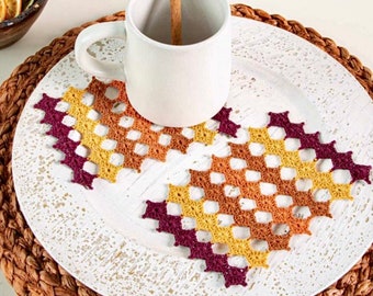 Coaster CROCHET PATTERN, mug rug multicolor, lace coaster pattern, home decor
