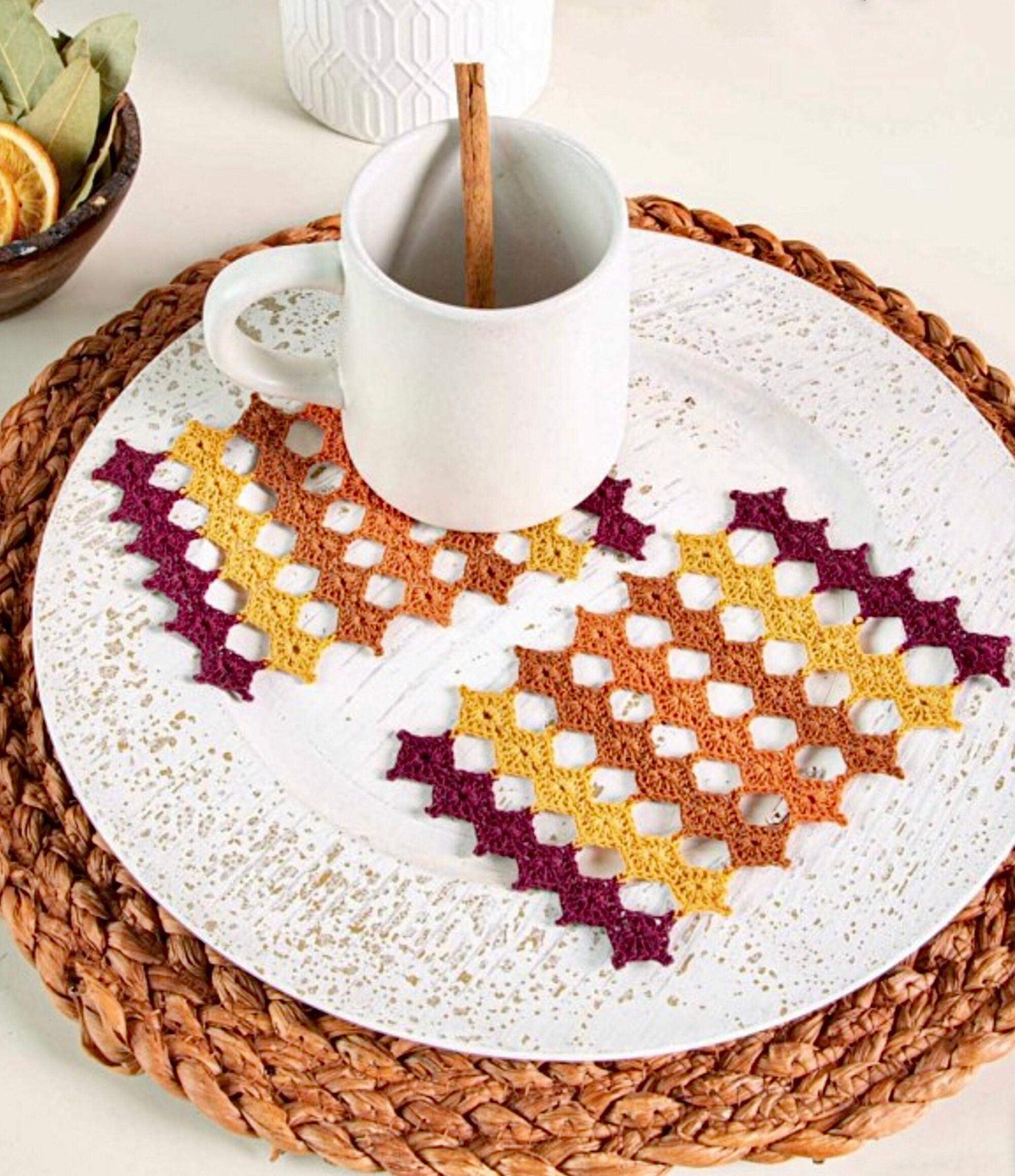 Coaster CROCHET PATTERN, Mug Rug Multicolor, Lace Coaster Pattern, Home