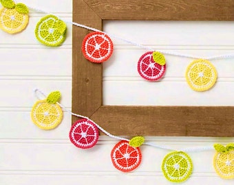 Crochet Citrus Garland Pattern: Fruit Appliqué Bunting (PDF)