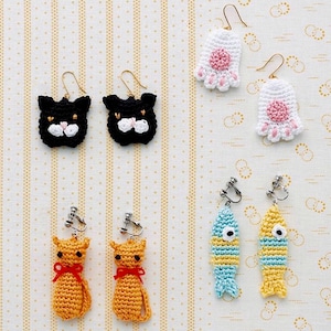 Crochet earrings pattern 4 animal designs, Crochet jewelry, crochet keychain, crochet toy, accessories