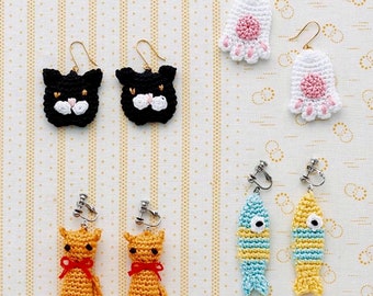Crochet earrings pattern 4 animal designs, Crochet jewelry, crochet keychain, crochet toy, accessories