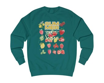 Summer Strawberry Season Sweatshirt, Relaxed Fit Cozy Top, Gift for Fruit Lovers, Perfect for Casual Days, Ideal for Summer Celebrations