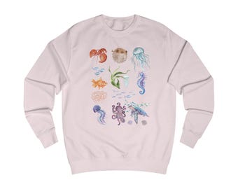 Ocean-Inspired Unisex Sweatshirt, Sea Life Apparel, Marine Creature Gift, Coastal Style, Nautical Fashion, Ocean Lover's Sweatshirt