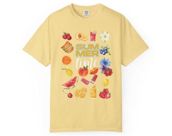 Colorful Summer Vibes T-shirt | Unisex Garment-Dyed Tee, Perfect for Beach Days, Casual Outings, Summer Parties, Gifts