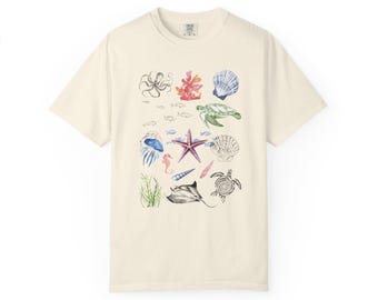 Ocean Life Graphic T-Shirt | Beach Lover Shirts, Summer Fashion, Gift for Ocean Enthusiasts, Casual Wear, Unisex Apparel