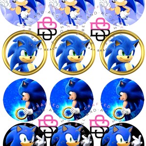 Sonic Cupcake Toppers, Kids Cookie toppers and stickers, Hedgehog SVG, Party Decor, Birthday Party