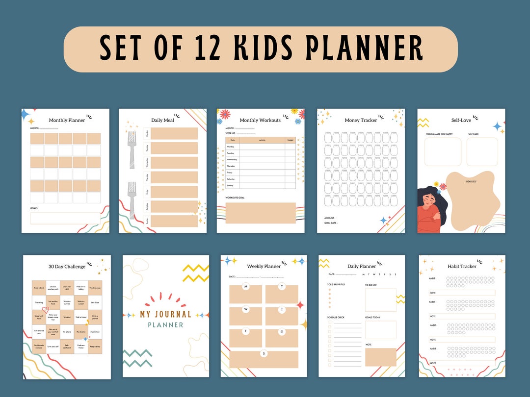 Kid Planner | Digital Kids Planner SVG | Daily Meal Planner | Self Love ...