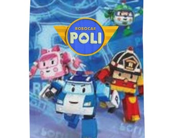 Robocar Poli Characters Velveteen Plush Blanket | Kids Cartoon Rescue Team