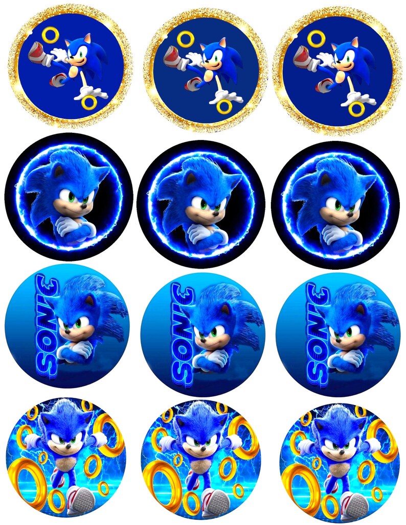 Sonic Cupcake Toppers, Sonic Cookie Toppers, Sonic Stickers SVG Etsy