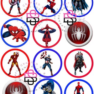 Superhero Topper Cupcake Toppers, Superhero Cookie Toppers, Superhero Sticks, Digital Cupcake Decorations, Party Decorations, Lollipop wrap