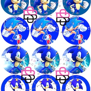 Sonic Cupcake Toppers, Sonic Cookie toppers, Sonic Stickers SVG, Party Decor