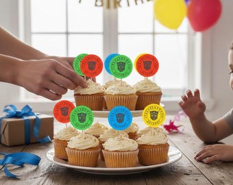Superhelden Rettung Bots Cupcake Toppers: Kinder Geburtstagsparty (Digitaler Download)