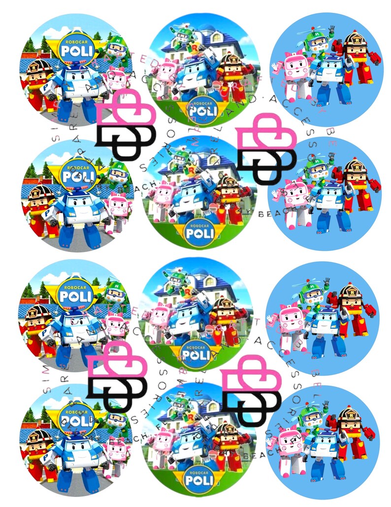 Robocar Poli Cupcake Toppers: Custom Party Decorations (digital File ...
