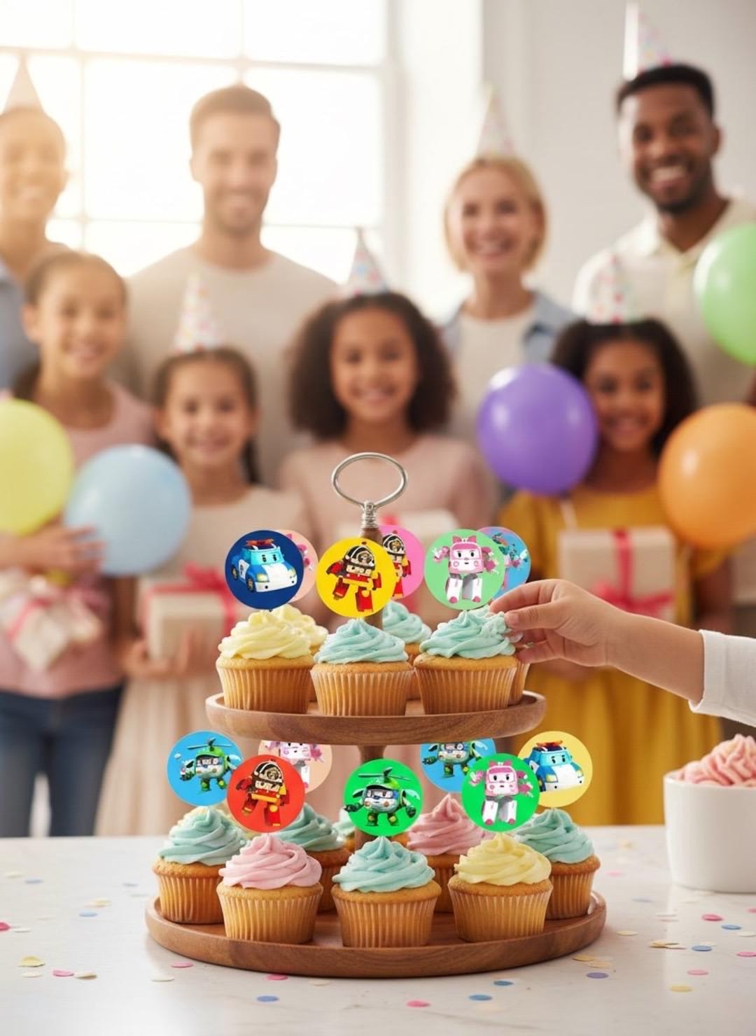 🍰 Décoration De Gâteau Comestible Robocar Poli - Disque Azyme 20 Cm - Neuf