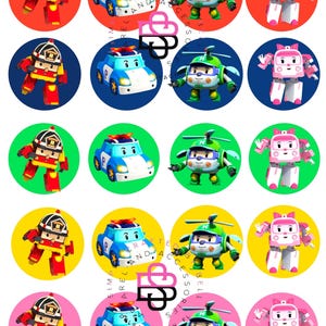 Robocar Poli Cupcake Toppers: Kinder Party Dekoration (Digital)