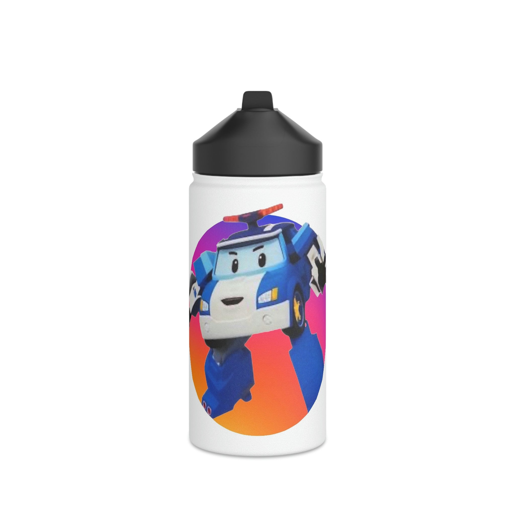ロボカー・ポリー ウォーターボトル：子供用断熱ステンレススチール