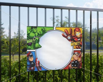 Banner de vinilo de cumpleaños de superhéroe: decoración para fiestas infantiles